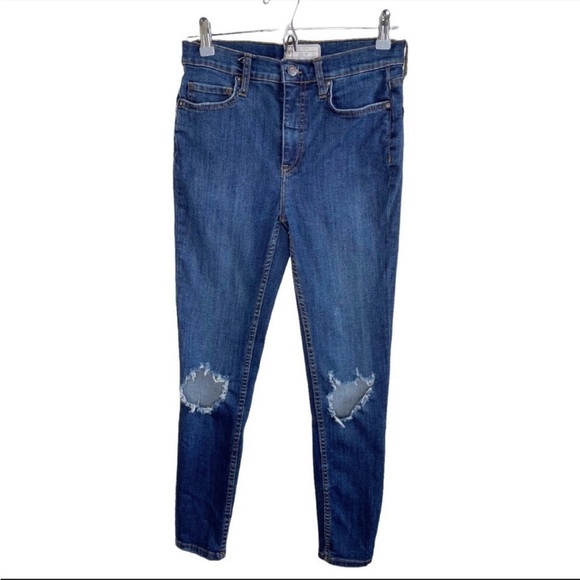 FREE PEOPLE Busted Knee Skinny Jeans size 28 - Picture 7 of 9